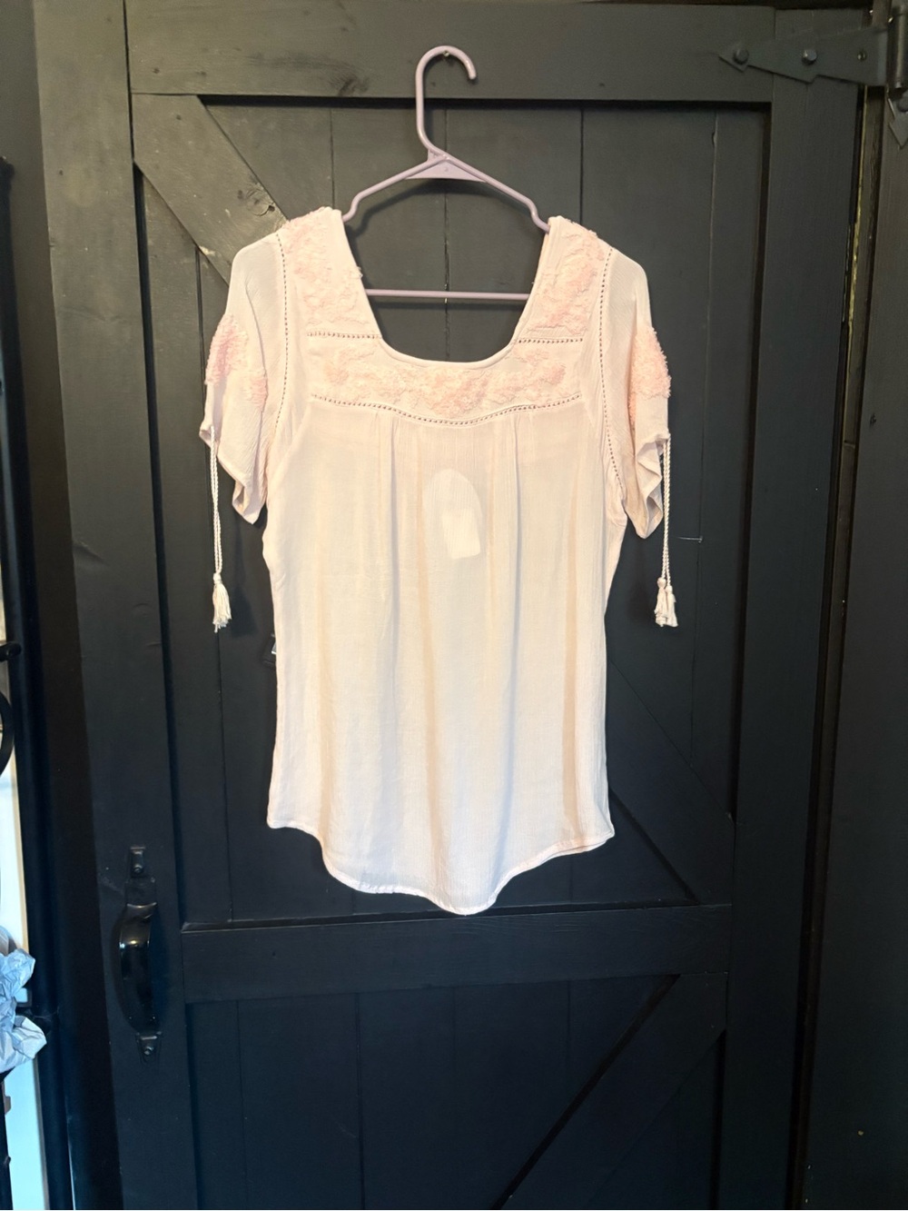 Fashion Magazine Blush Embroidered Scoop-Neck Tunic